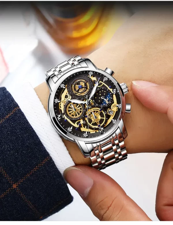 Men Watch Calendar Stainless Steel