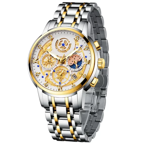 Men Watch Calendar Stainless Steel