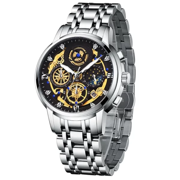 Men Watch Calendar Stainless Steel