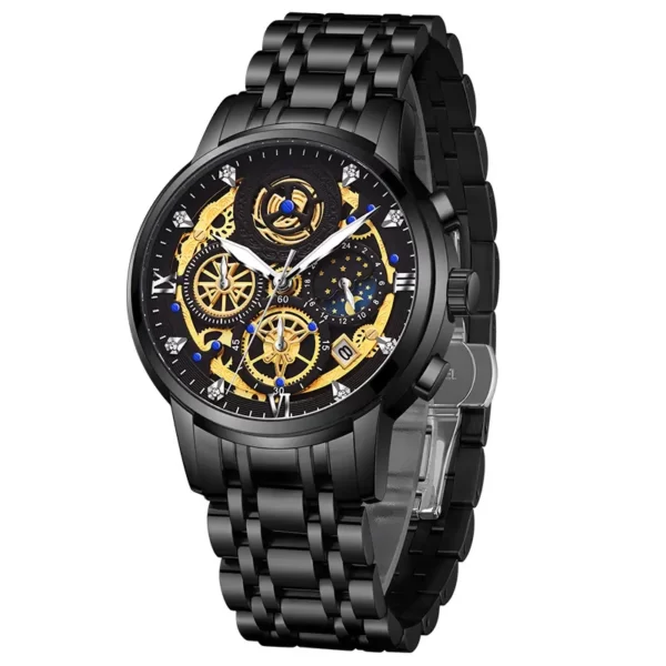 Men Watch Calendar Stainless Steel