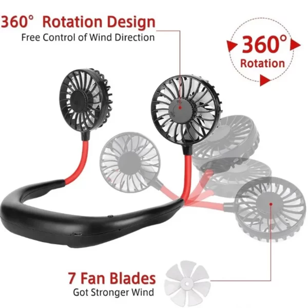 Rechargeable LED Neck Fan