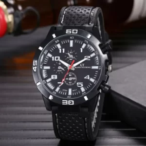 Mens Sports Watche Classic Black Silicone