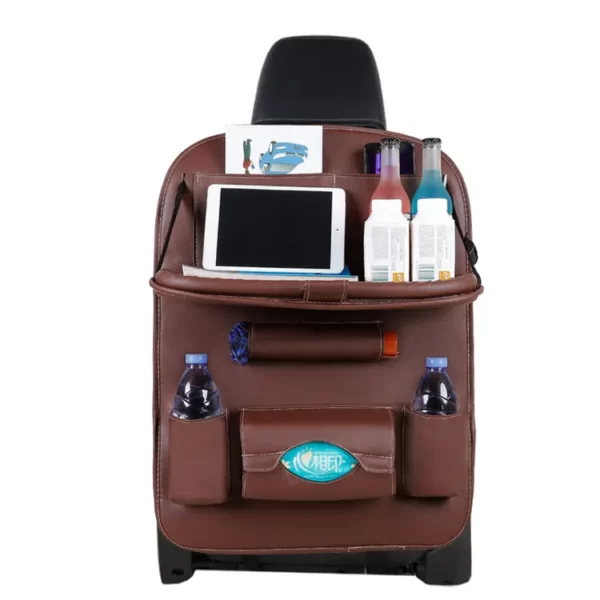 Car seat back organizer leathe