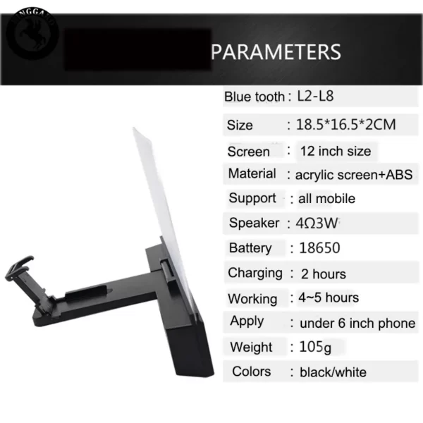 12 inch phone magnifier with wireless speaker