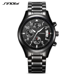 SINOBI 9639 Black Stainless Steel Watch