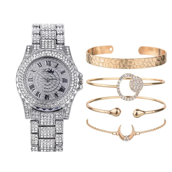 luxury round mens watch with diamond bracelet