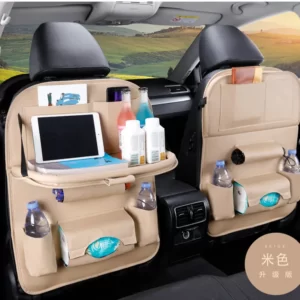 Car seat back organizer leathe