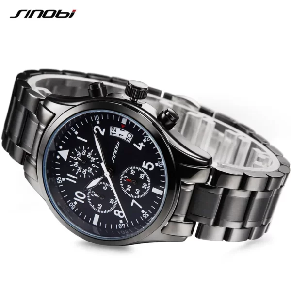 SINOBI 9639 Black Stainless Steel Watch
