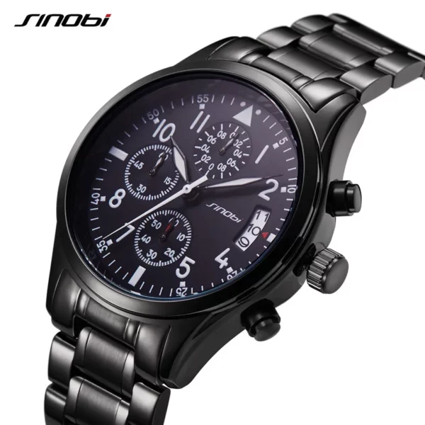 SINOBI 9639 Black Stainless Steel Watch